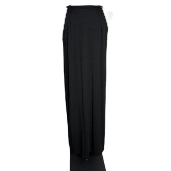 J. Jill Halter Neck Sleeveless Maxi Dress Size L Black 2 Pockets 2 Side Slits - Picture 2 of 12